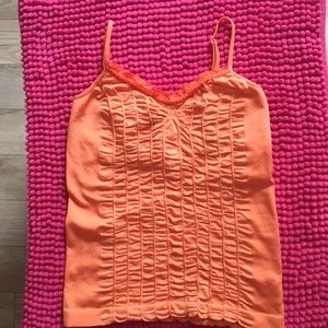 BEBE stretchy orange lace spaghetti tank top